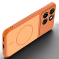 Angled view of Orange mobile case for Motorola Moto Edge 60 Fusion 5G with proper charging port cutout, speaker holes and strong corner protection.