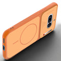 Angled view of Orange mobile case for Nothing Phone 4A 5G with proper charging port cutout, speaker holes and strong corner protection.