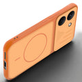 Angled view of Orange mobile case for Poco X8 Pro 5G with proper charging port cutout, speaker holes and strong corner protection.