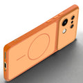 Slim silicone Orange phone case for Realme 16 Pro Plus 5G side angle view showing grip texture and precise cutouts
