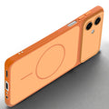 Slim silicone Orange phone case for Samsung F70e 5G side angle view showing grip texture and precise cutouts