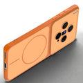 Slim silicone Orange phone case for Vivo X300 5G side angle view showing grip texture and precise cutouts