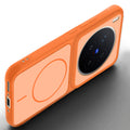 Angled view of Orange mobile case for Vivo X300 Pro 5G with proper charging port cutout, speaker holes and strong corner protection.