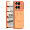 Front and back view of Orange protective back cover for Motorola Moto Edge 70 Pro 5G with textured sides, camera guard and slim fit design.