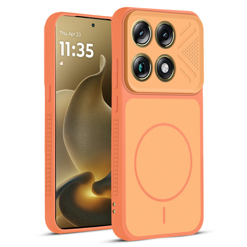 Front and back view of Orange protective back cover for Motorola Signature with textured sides, camera guard and slim fit design.