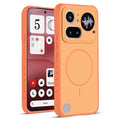 Front and back view of Orange protective back cover for Nothing Phone 4A Pro 5G with textured sides, camera guard and slim fit design.
