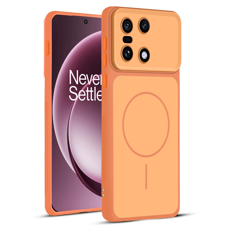 Full protective dual tone Orange silicone case for OnePlus 15 5G showing front and back design coverage