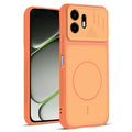 Front and back view of Orange protective back cover for OnePlus N6 5G with textured sides, camera guard and slim fit design.