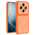 Front and back view of Orange protective back cover for Oppo F31 Pro 5G with textured sides, camera guard and slim fit design.