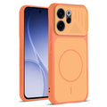 Front and back view of Orange protective back cover for Oppo Reno 15C 5G with textured sides, camera guard and slim fit design.