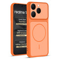 Front and back view of Orange protective back cover for Realme 15T 5Gwith textured sides, camera guard and slim fit design.