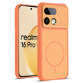 Front and back view of Orange protective back cover for Realme 16 Pro 5G with textured sides, camera guard and slim fit design.