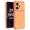 Front and back view of Orange protective back cover for Realme P4 Power 5G with textured sides, camera guard and slim fit design.