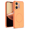 Front and back view of Orange protective back cover for Redmi 17C 5G with textured sides, camera guard and slim fit design.