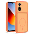Front and back view of Orange protective back cover for Redmi A7 Pro 4G with textured sides, camera guard and slim fit design.