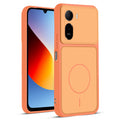 Front and back view of Orange protective back cover for Redmi A7 Pro 5G with textured sides, camera guard and slim fit design.