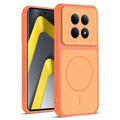 Front and back view of Orange protective back cover for Redmi Note 15 5G with textured sides, camera guard and slim fit design.