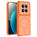 Front and back view of Orange protective back cover for Redmi Note 15 Pro 5G with textured sides, camera guard and slim fit design.
