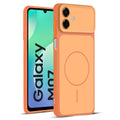 Full protective dual tone Orange silicone case for Samsung M07 showing front and back design coverage
