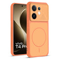 Front and back view of Orange protective back cover for Vivo T4 Pro 5G with textured sides, camera guard and slim fit design.