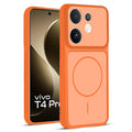 Front and back view of Orange protective back cover for Vivo T4 Pro 5G with textured sides, camera guard and slim fit design.