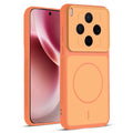 Front and back view of Orange protective back cover forMotorola Vivo X300 5G with textured sides, camera guard and slim fit design.