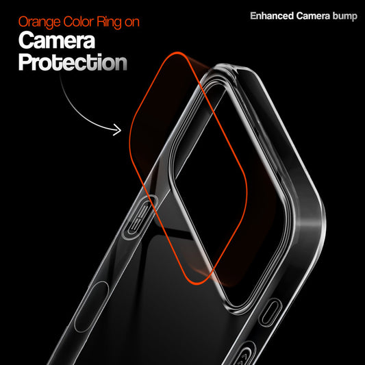 Crystal Clear Anti-Yellow Transparent Back Cover Case With Camera Ring Protection for Apple iPhone 17 Pro
