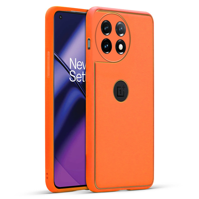 Electroplated Frame Leather Back Cover for OnePlus 11 5G