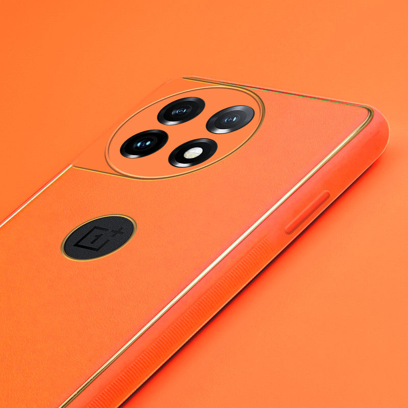 Electroplated Frame Leather Back Cover for OnePlus 11 5G