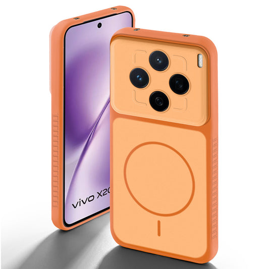 Orange back cover for Vivo X200T 5G with camera cut protection and ring design on back side.