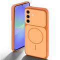 Dual tone silicone Orange back cover for Samsung A56 5G showing camera protection and design