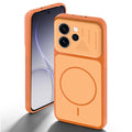 Orange back cover for Oppo Reno 15 Pro Mini 5G with camera cut protection and ring design on back side.