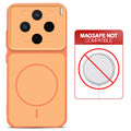 Orange back cover for Vivo X200T 5G with printed ring pattern and message showing not compatible with MagSafe charging.