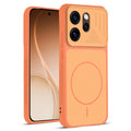 Front and back view of Orange protective back cover for Oppo Reno 15 Pro 5G with textured sides, camera guard and slim fit design.