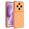 Front and back view of Orange protective back cover for Vivo X200T 5G with textured sides, camera guard and slim fit design.