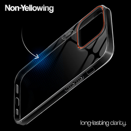Crystal Clear Anti-Yellow Transparent Back Cover Case With Camera Ring Protection for Apple iPhone 15 Pro