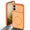 Orange back cover for Oppo A6 Pro 5G with camera cut protection and ring design on back side.