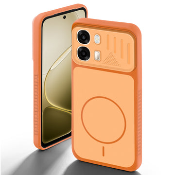 Orange back cover for Oppo A6 Pro 5G with camera cut protection and ring design on back side.