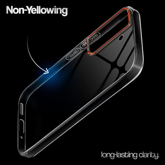 Crystal Clear Anti-Yellow Transparent Back Cover Case With Camera Ring Protection for Samsung S22 5G