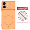 Orange back cover for Oppo A6 Pro 5G with printed ring pattern and message showing not compatible with MagSafe charging.