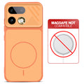 Orange back cover for Realme 16 Pro Plus 5G with printed ring pattern and message showing not compatible with MagSafe charging.
