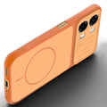 Angled view of Orange mobile case for Oppo A6 Pro 5G with proper charging port cutout, speaker holes and strong corner protection.