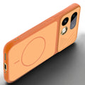 Angled view of Orange mobile case for Realme 16 Pro Plus 5G with proper charging port cutout, speaker holes and strong corner protection.