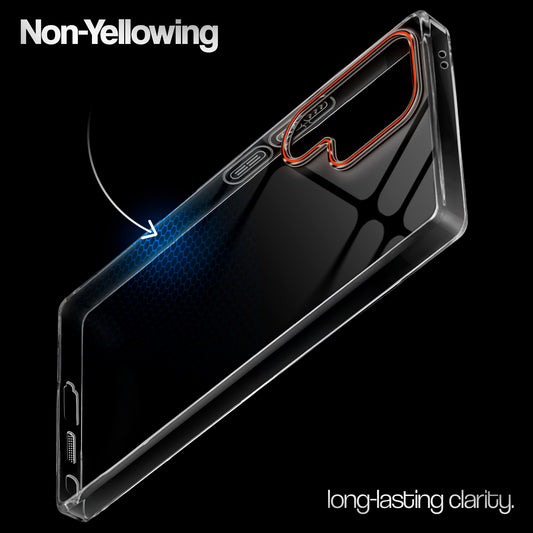 Crystal Clear Anti-Yellow Transparent Back Cover Case With Camera Ring Protection for Samsung S25 Ultra 5G