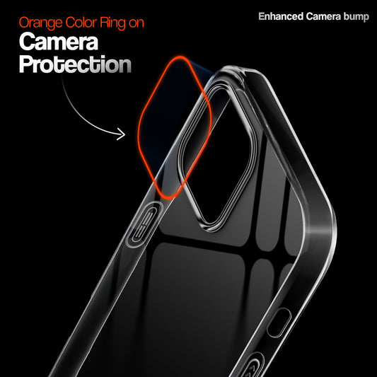 Crystal Clear Anti-Yellow Transparent Back Cover Case With Camera Ring Protection for Apple iPhone 15