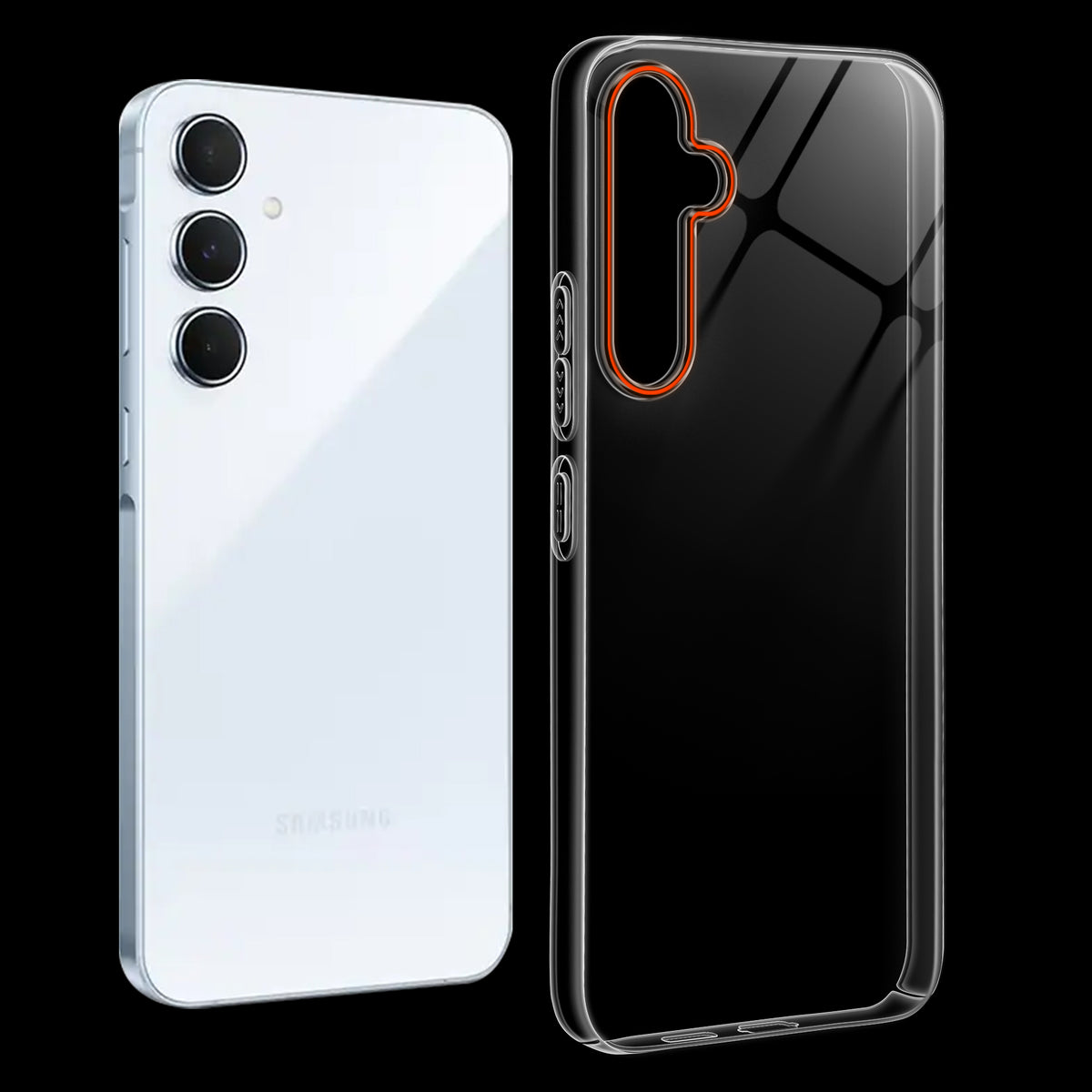 Crystal Clear Anti-Yellow Transparent Back Cover Case With Camera Ring Protection for Samsung A55 5G