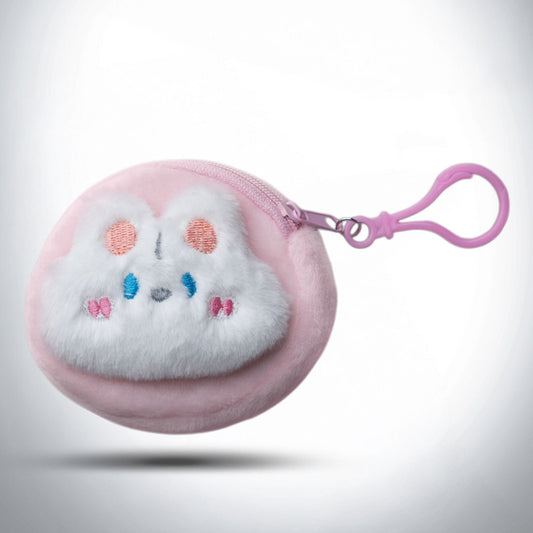 Cute 3D Multipurpose Fluffy Pouch - 3D Pink Bunny
