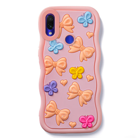 3D Silicone Soft Wave Edges Mobile Back Case For Redmi Note 7