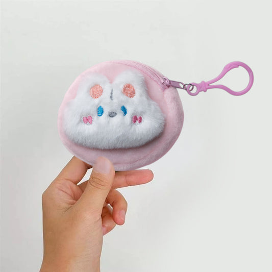Cute 3D Multipurpose Fluffy Pouch - 3D Pink Bunny