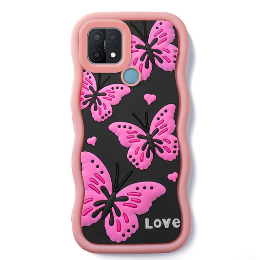 3D Silicone Soft Wave Edges Mobile Back Case For Oppo A15